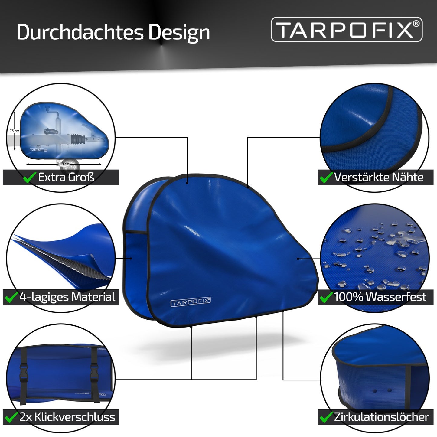 Deichselabdeckung groß für Pferdeanhänger Blau PVC