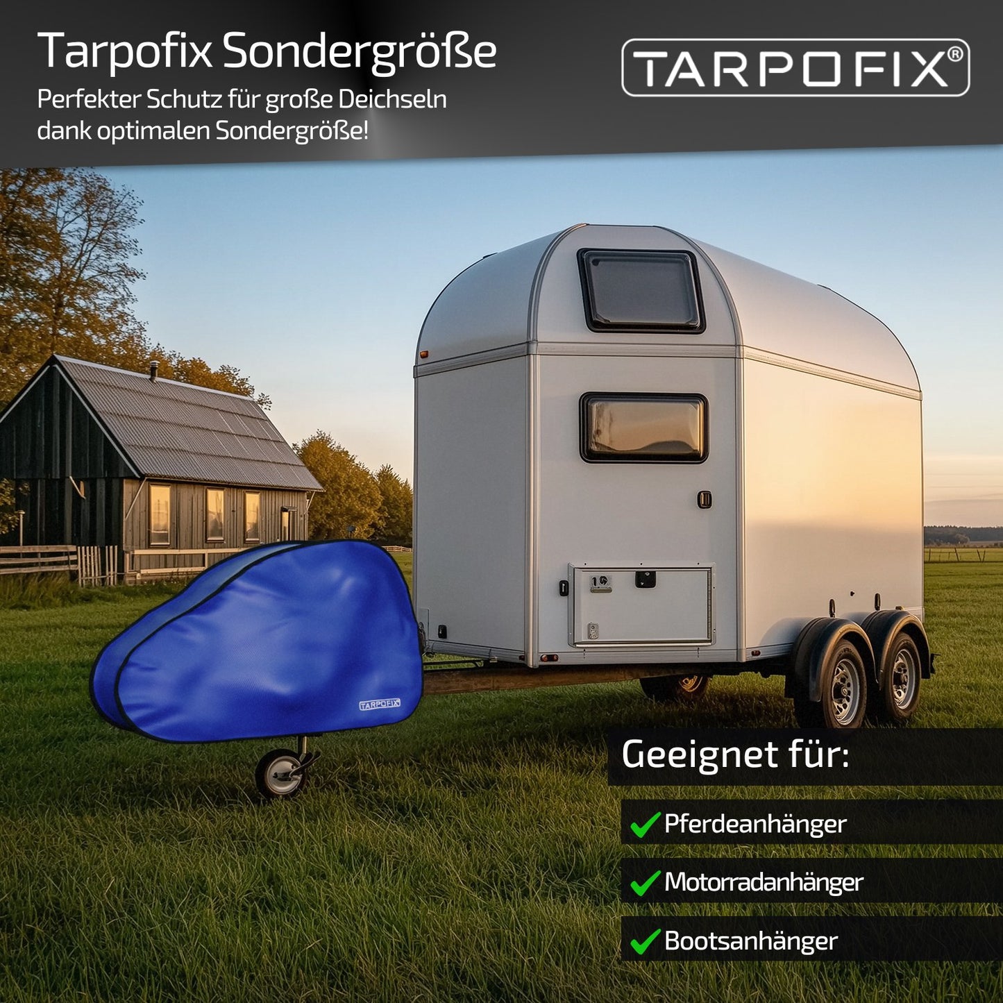 Deichselabdeckung groß für Pferdeanhänger Blau PVC