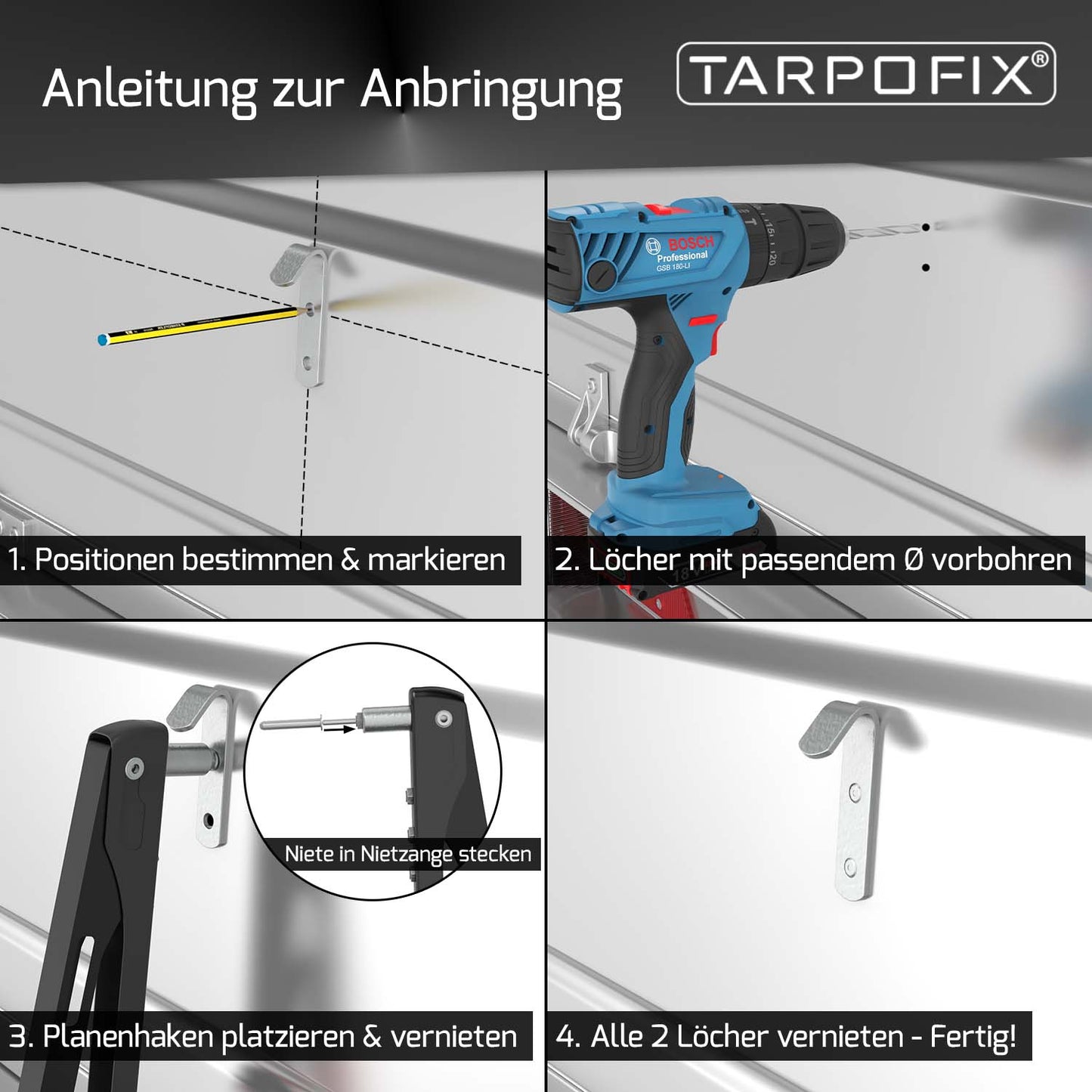 Planenhaken aus verzinktem Stahl (20 Stk.)