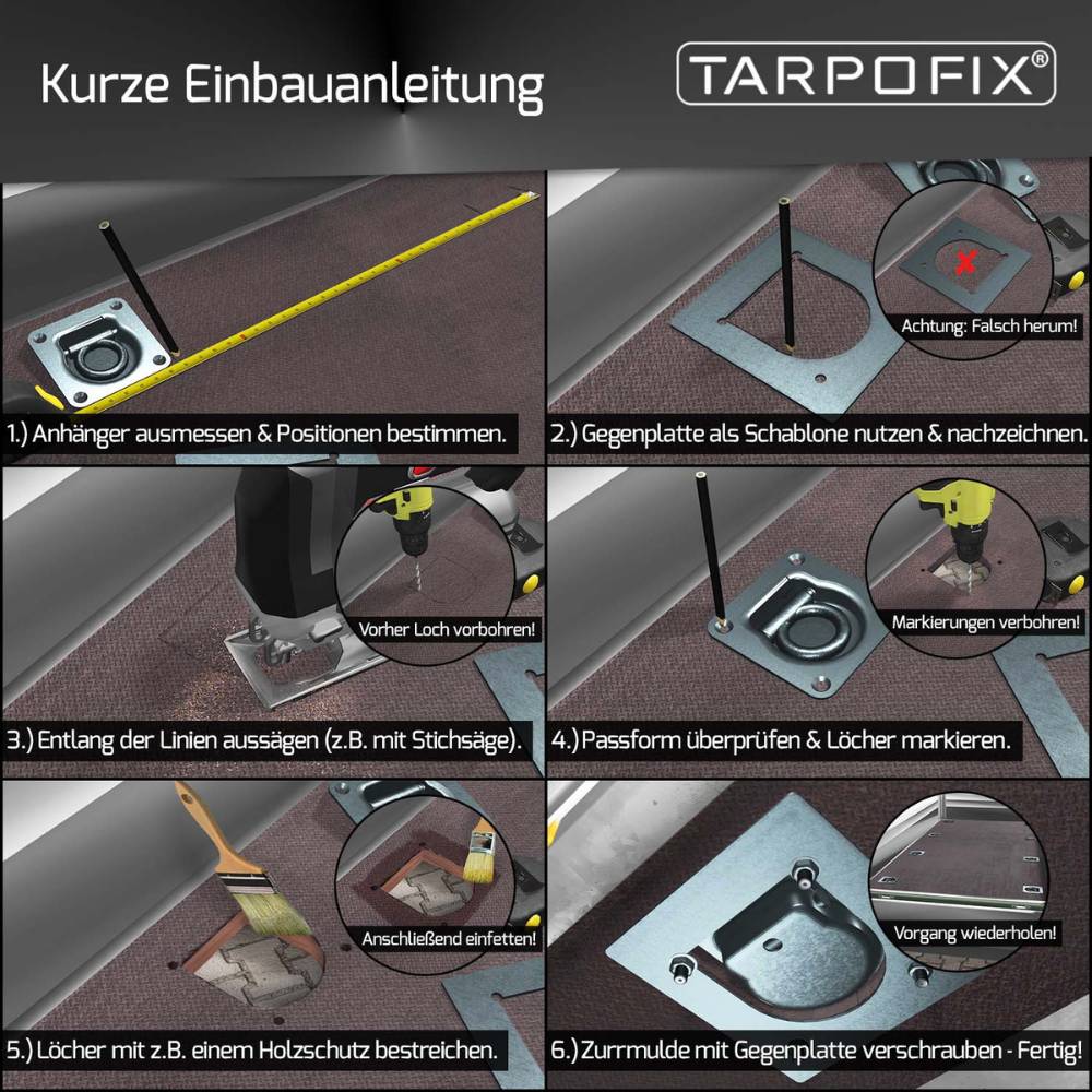 Zurrmulden + Gegenplatten (6 Stk.)