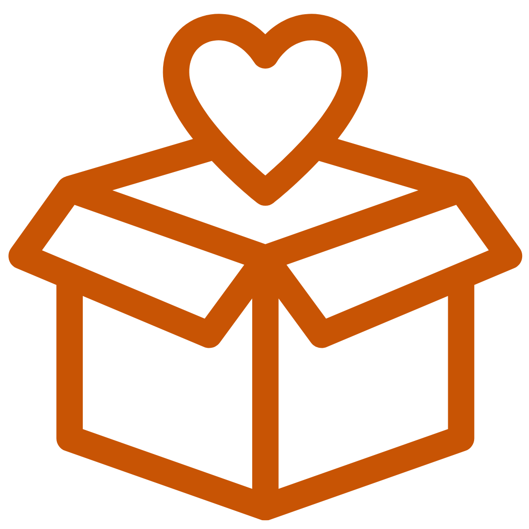 Ein Paket mit einem Herz, das steht für gewissenhafte Lieferung