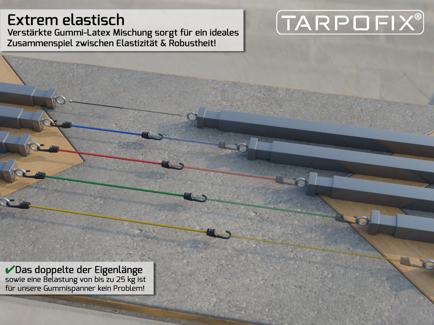 Gepäckspanner Set mit Haken und Expanderschlingen Tarpofix
