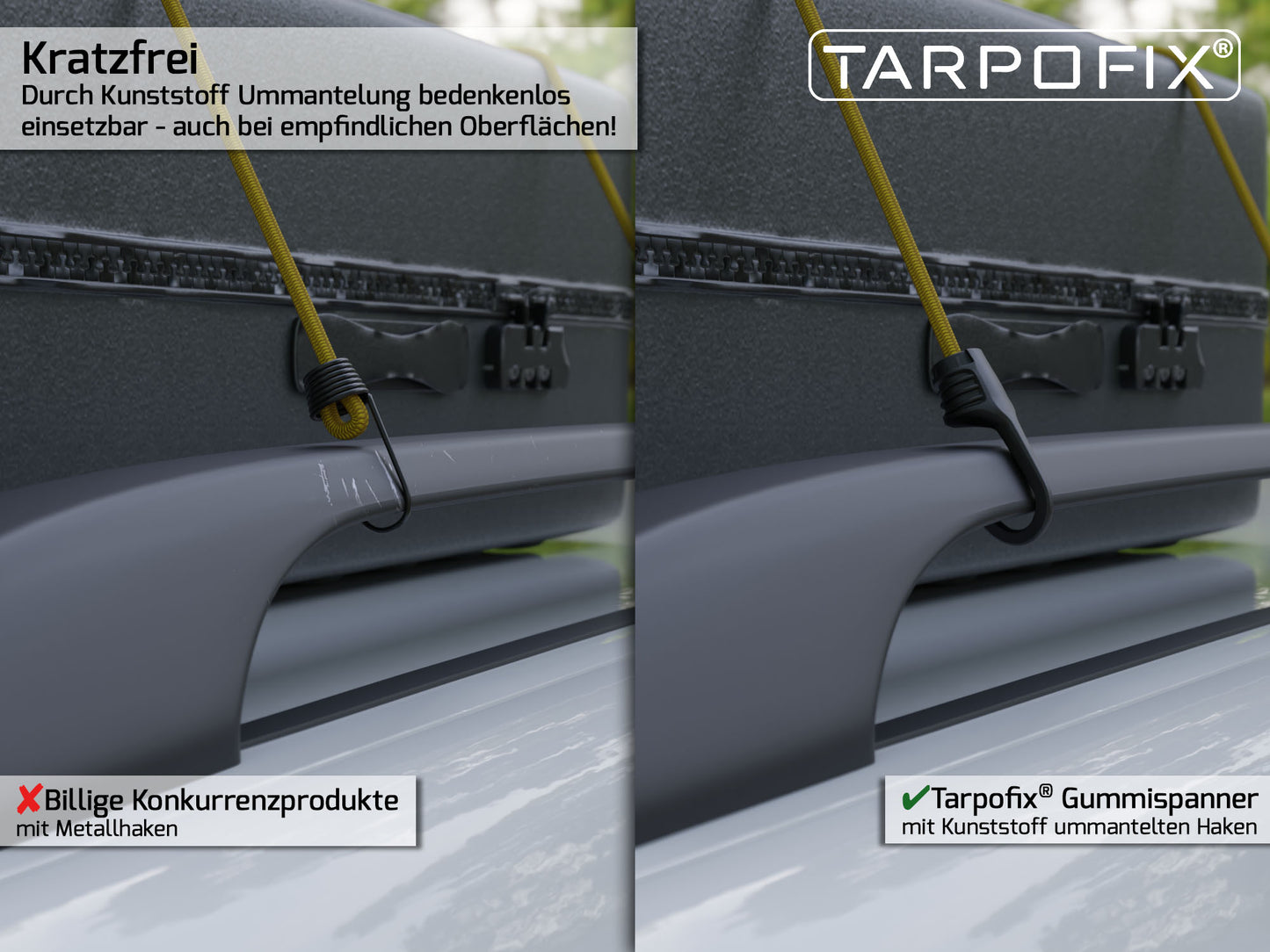 Gepäckspanner Set mit Haken und Expanderschlingen Tarpofix