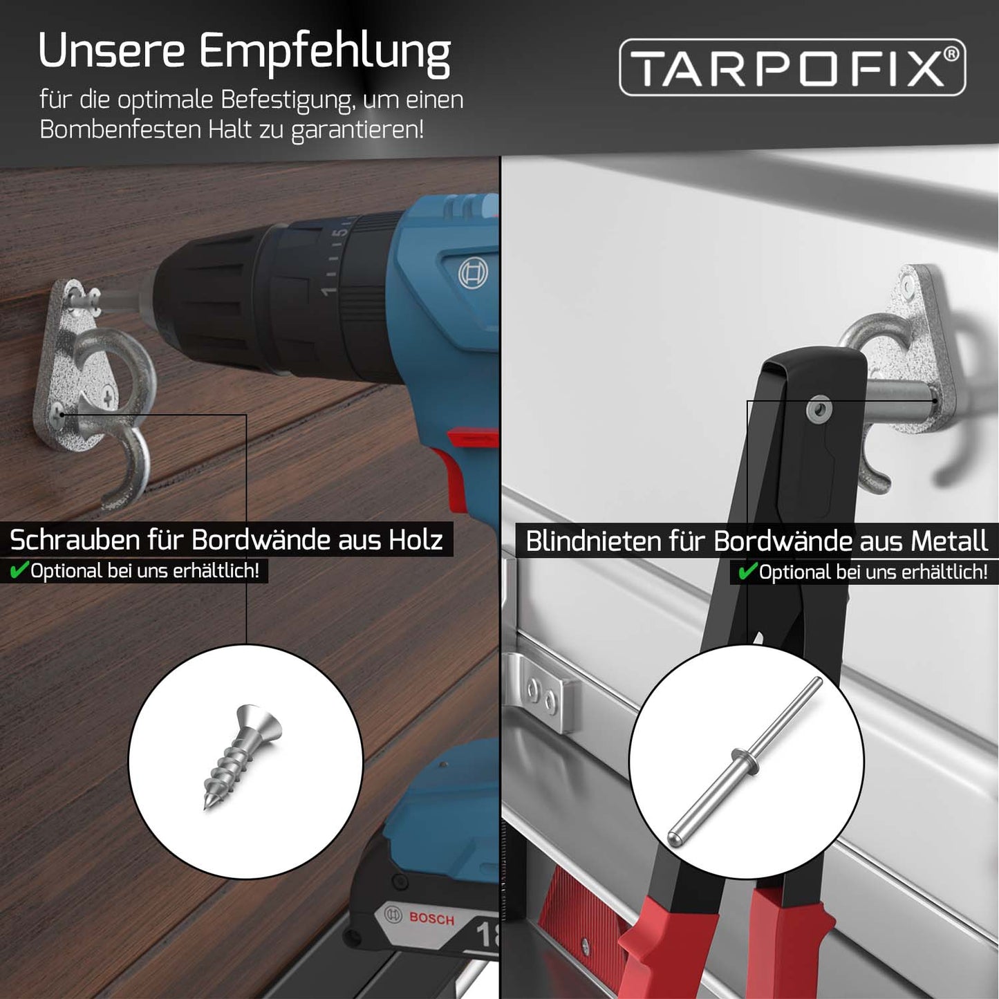 Dreiloch Planenhaken mit Öse und Schrauben für Anhänger