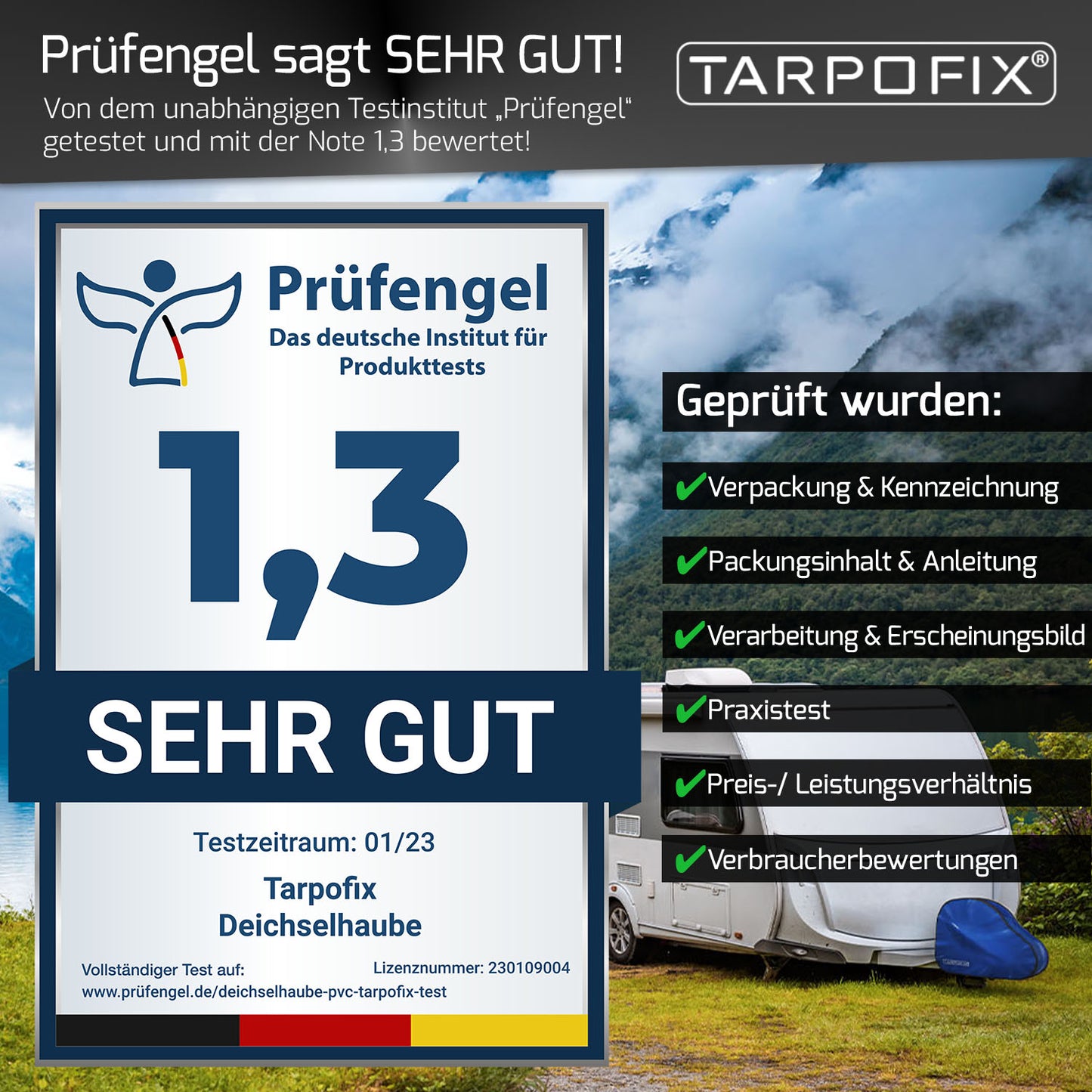 Deichselhaube Blau PVC für Anhänger und Wohnwagen Tarpofix