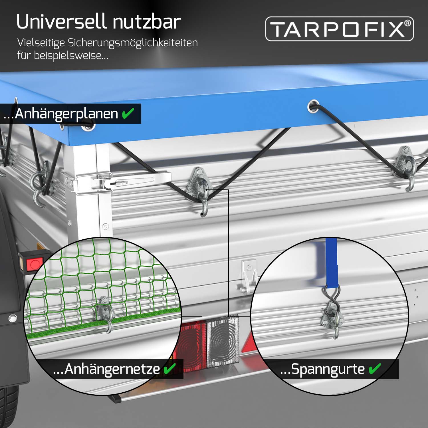 Dreiloch Planenhaken mit Öse für Anhängerplane (10 Stk.)