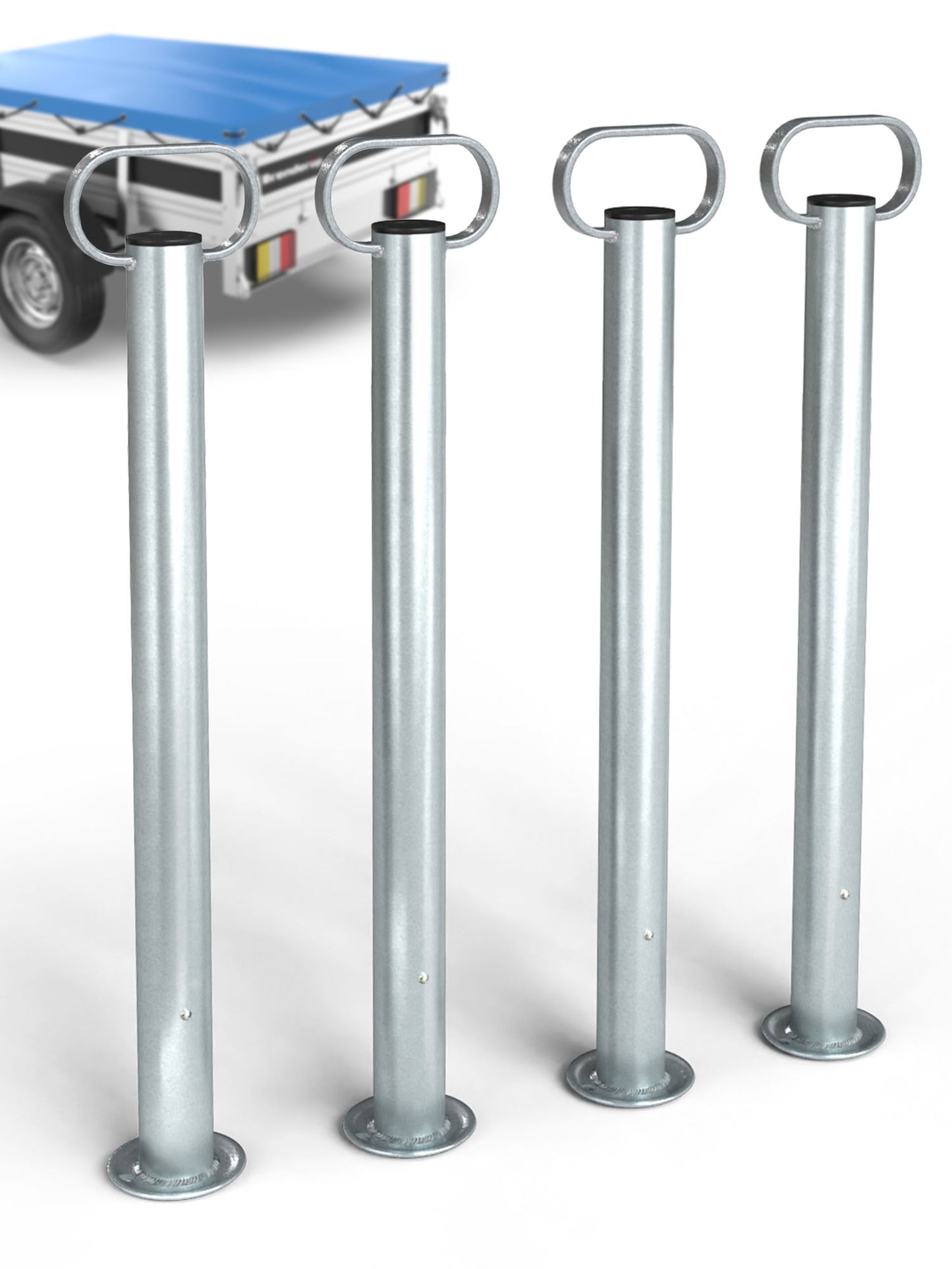 Anhängerstütze (+ Klemmhalter) aus verzinktem Stahl