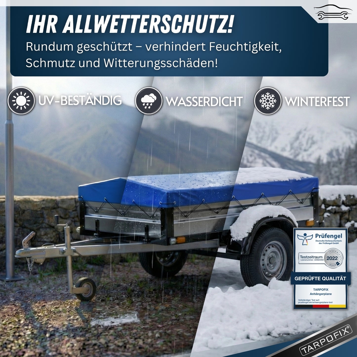 Flachplane nach Maß mit Spitzdach