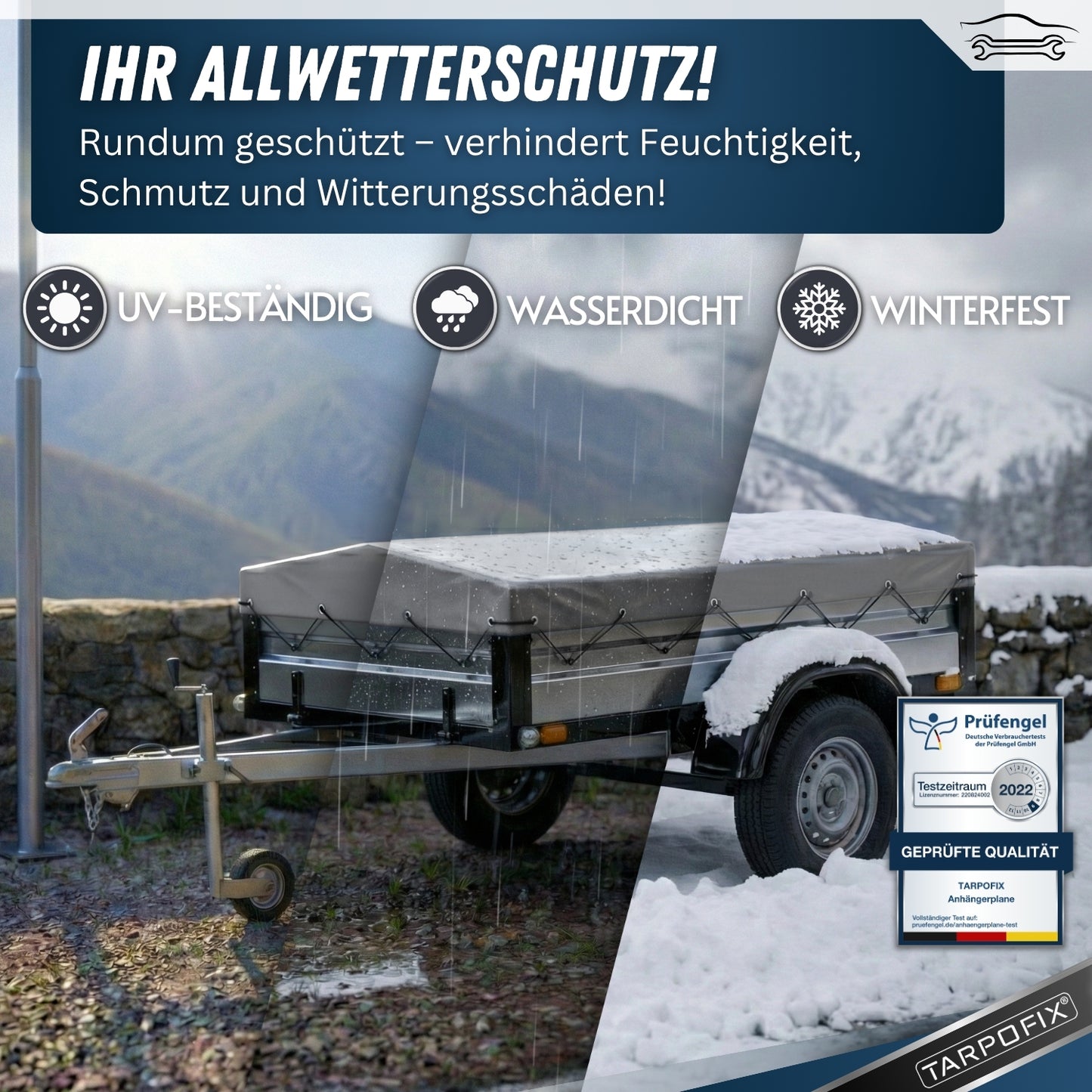 Flachplane nach Maß mit Spitzdach