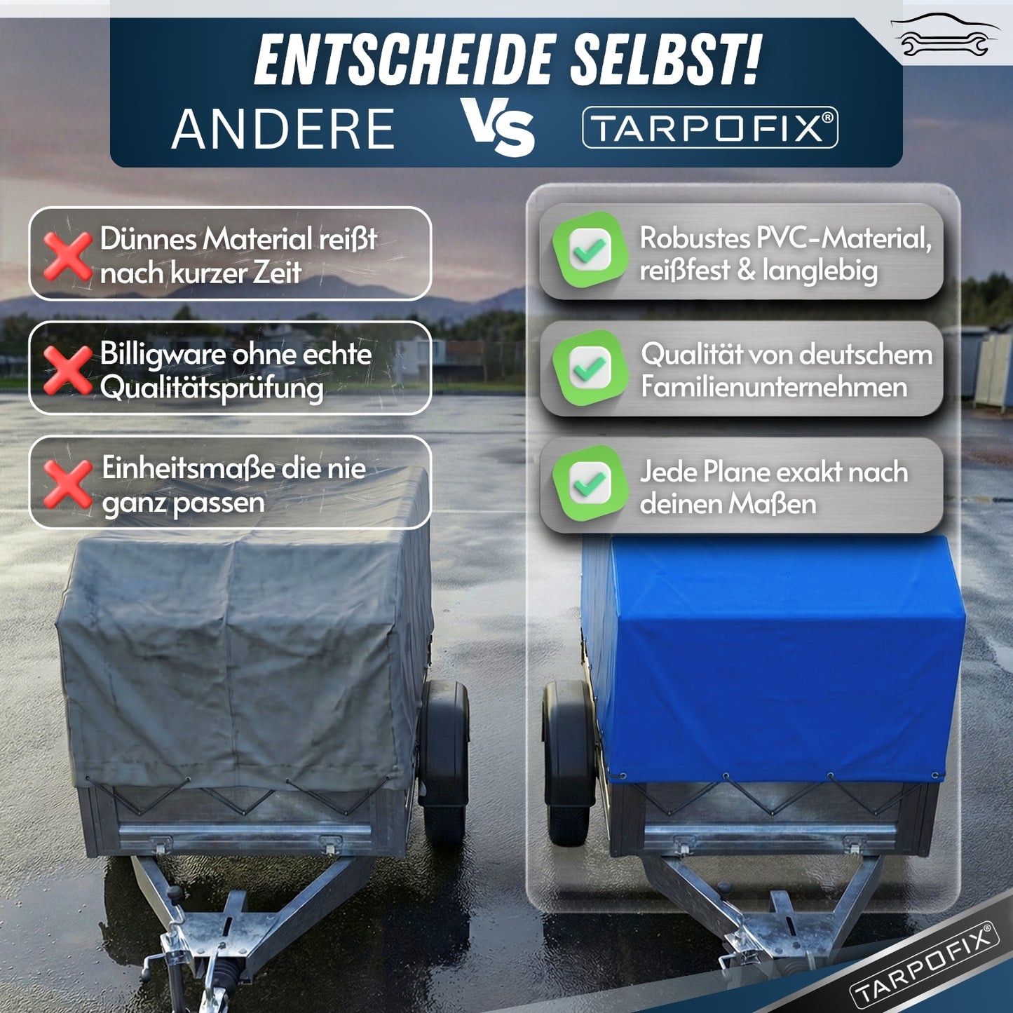 Hochplane nach Maß mit Windschräge