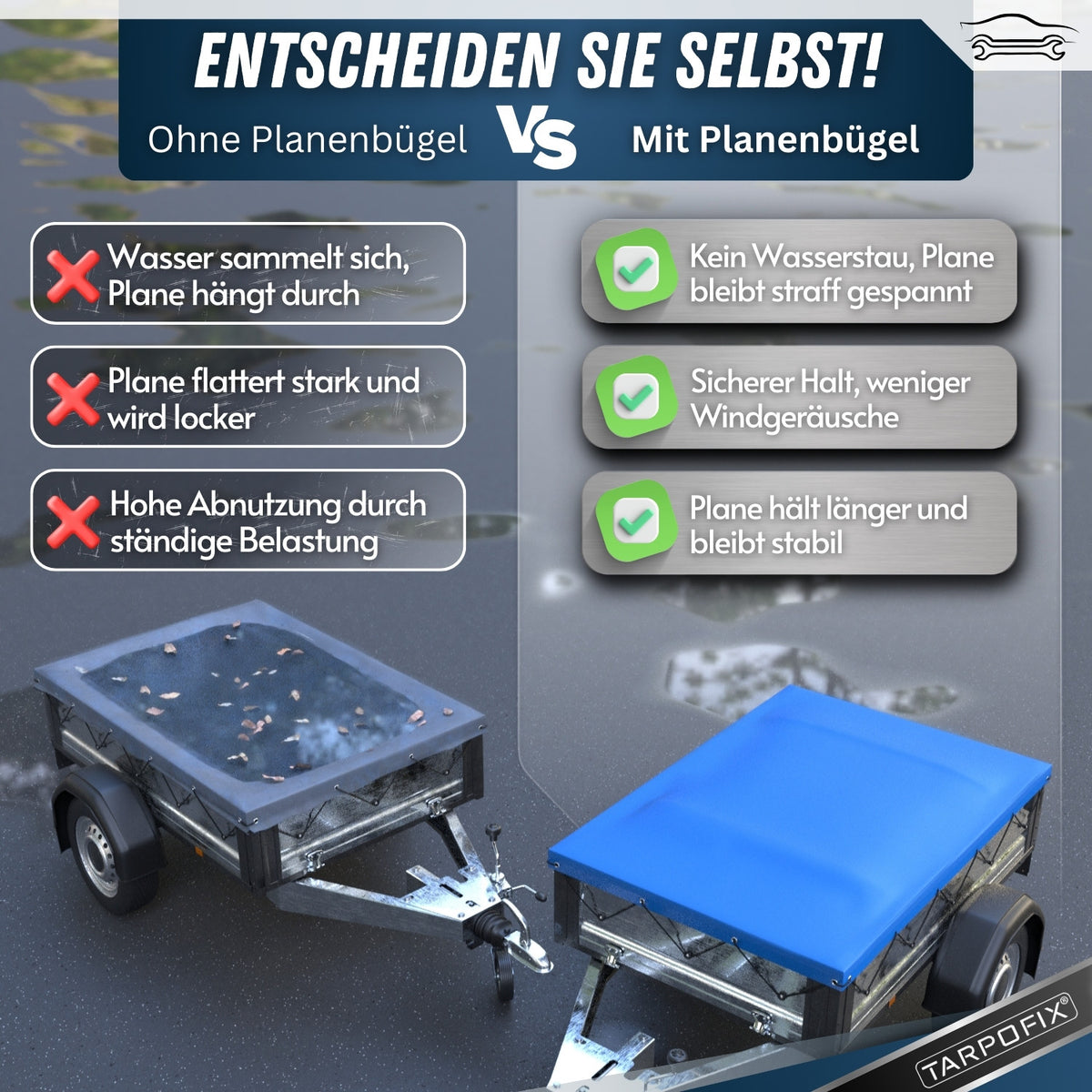 Anhänger Planenbügel 100 - 145 cm (4er Set)