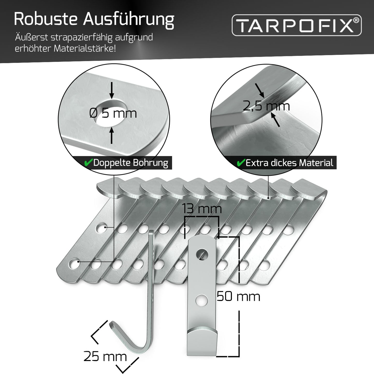 Planenhaken aus verzinktem Stahl (20 Stk.)