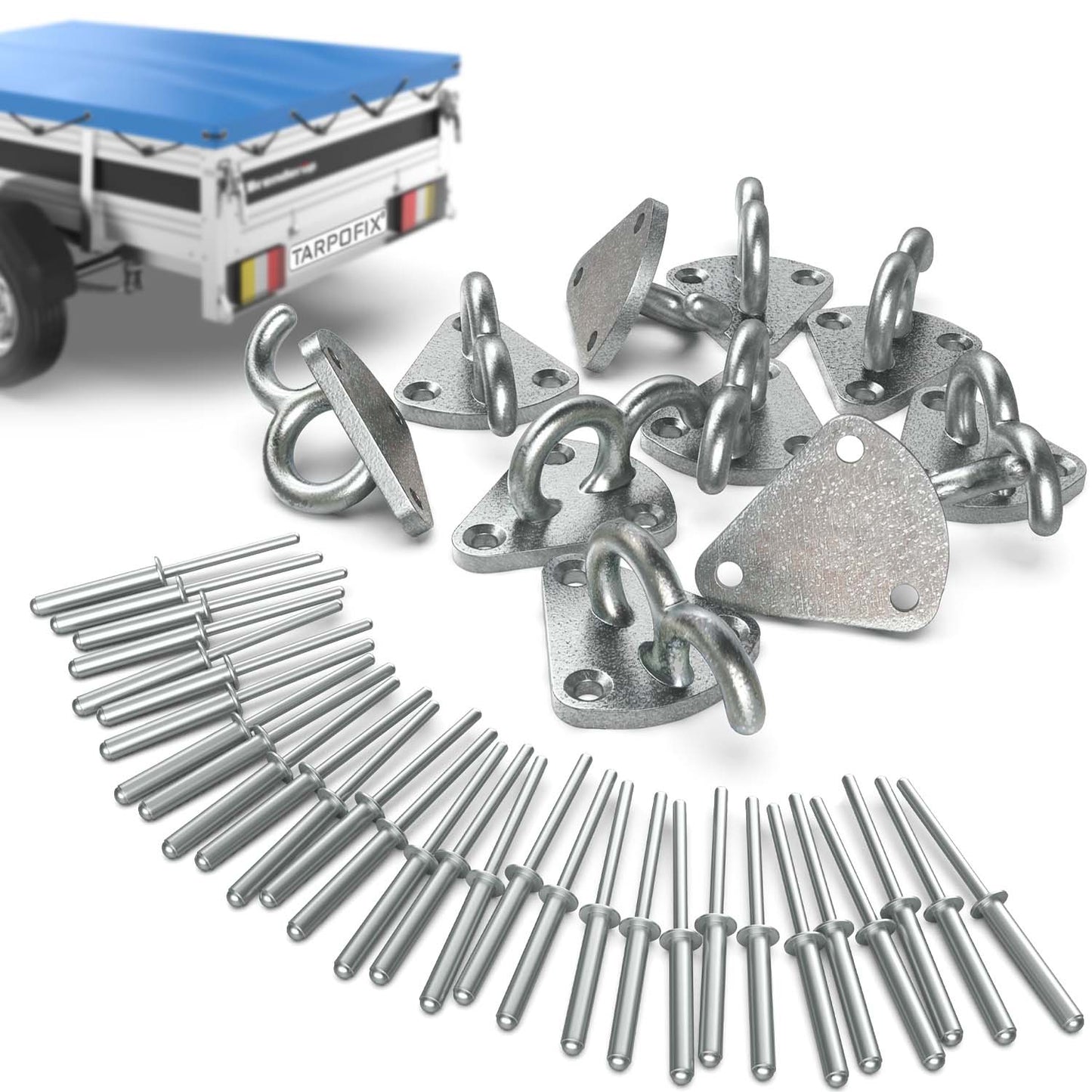 Dreiloch Planenhaken mit Öse (10 Stk.)