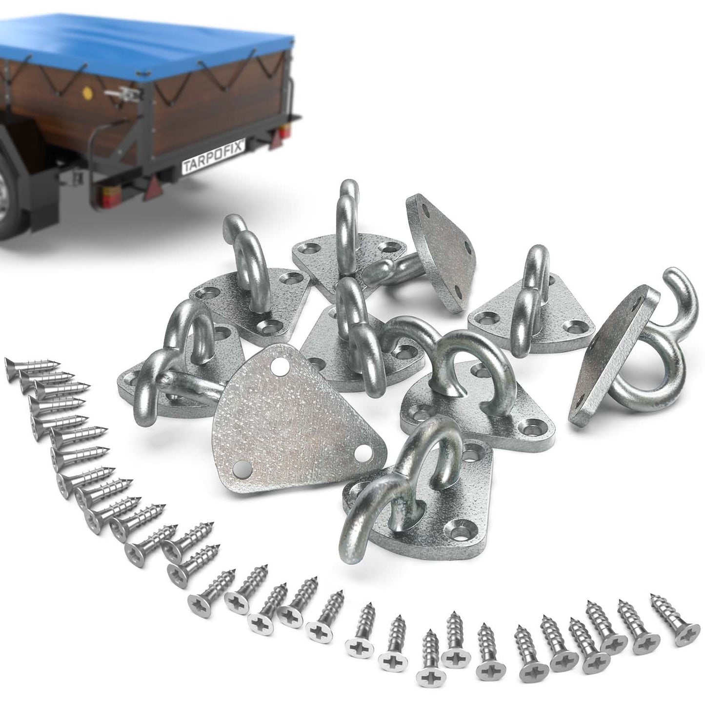 Dreiloch Planenhaken mit Öse (10 Stk.)