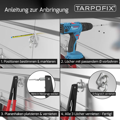 Dreiloch Planenhaken mit Öse (10 Stk.)