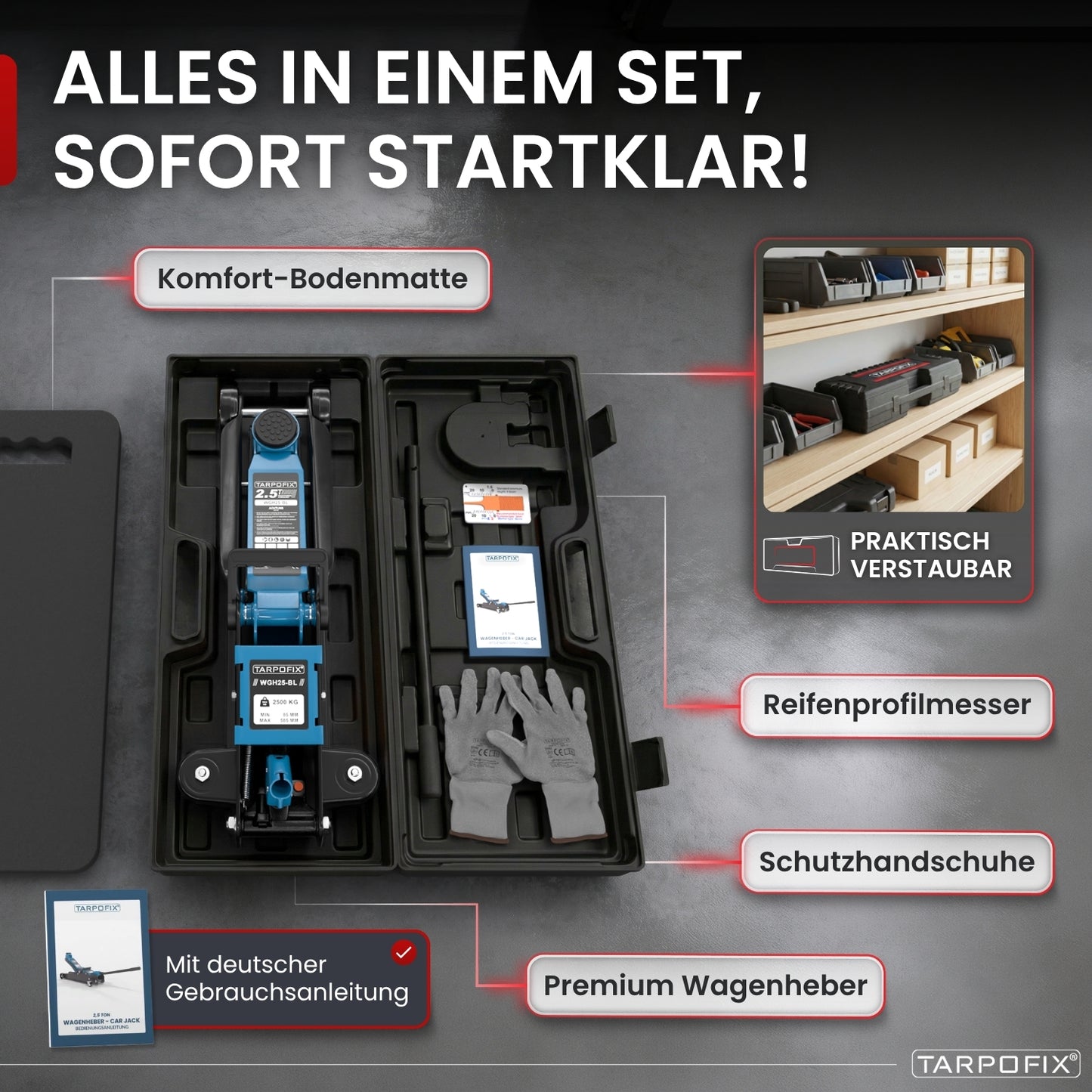 Wagenheber 2,5t mit Koffer