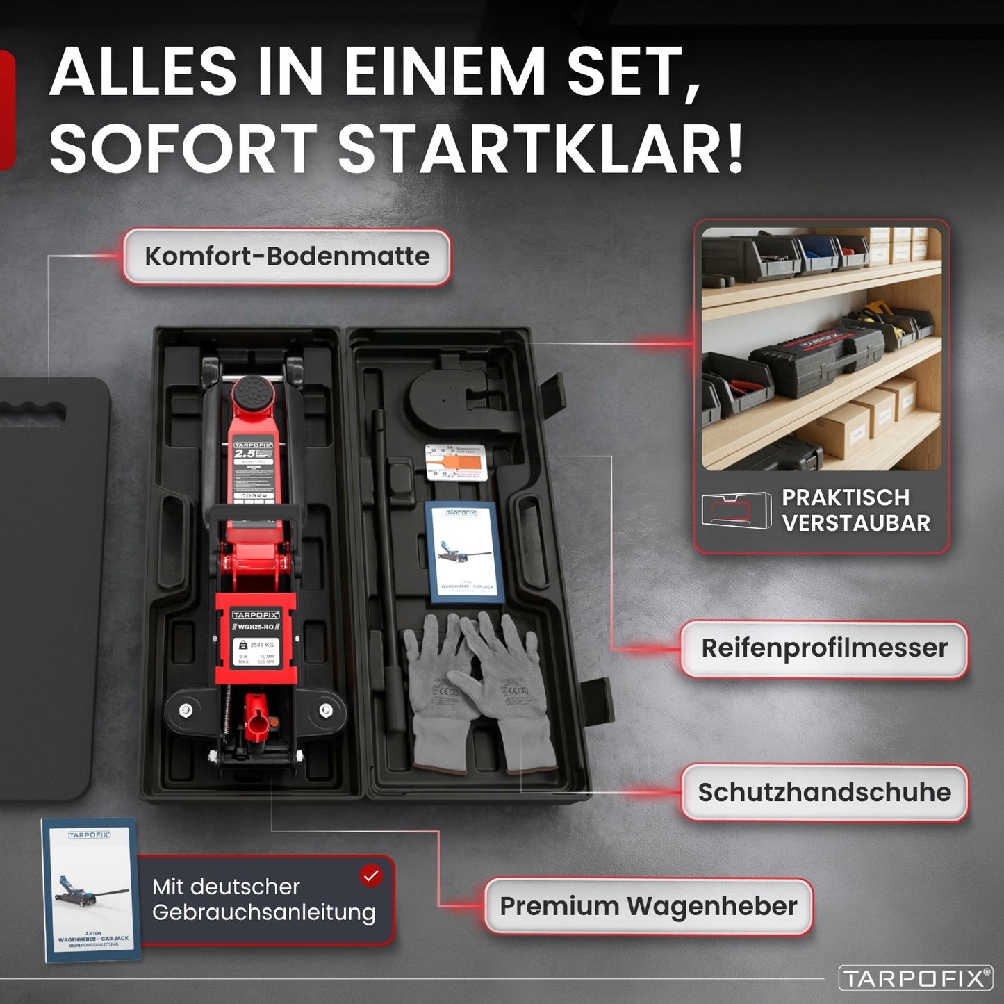 Wagenheber 2,5t mit Koffer