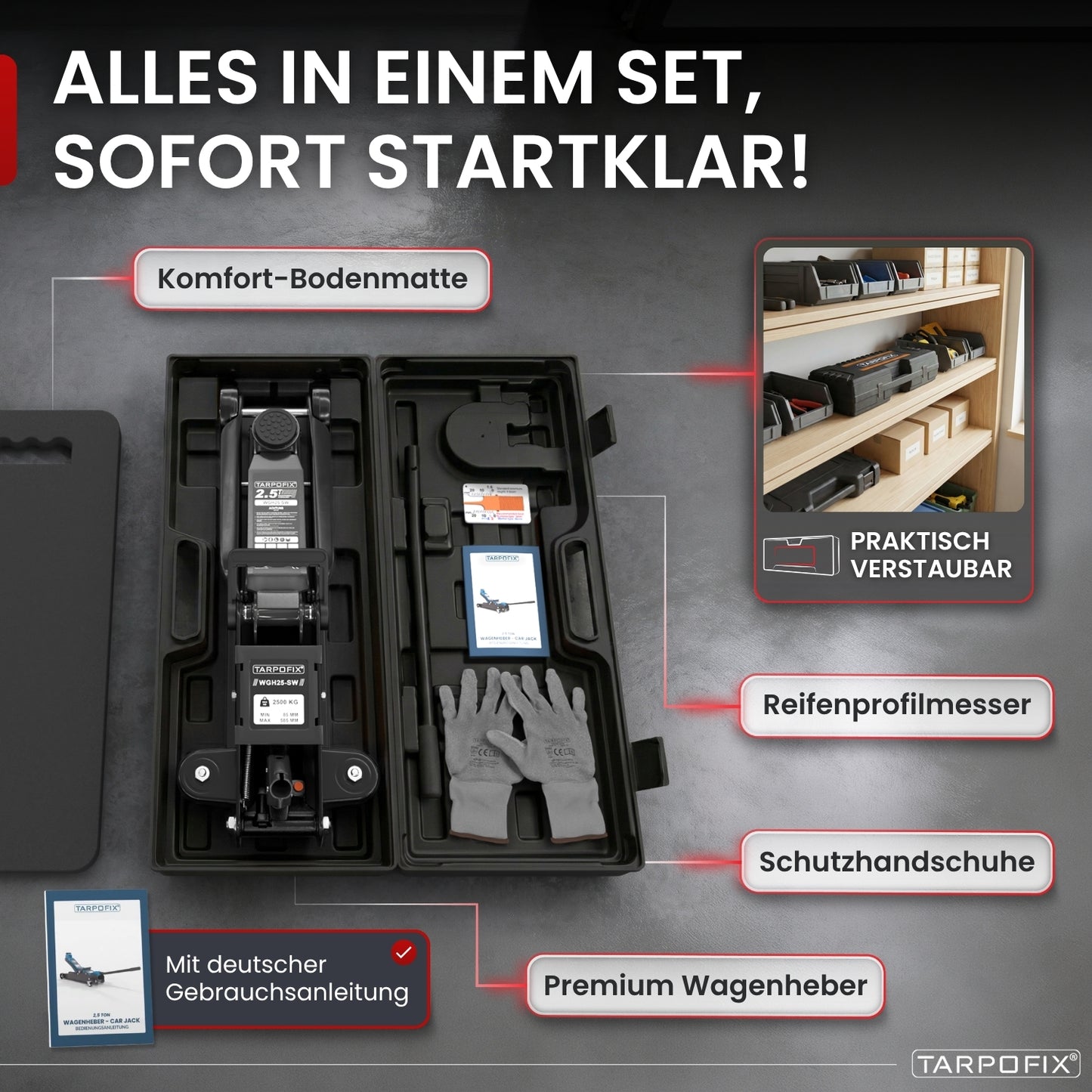 Wagenheber 2,5t mit Koffer