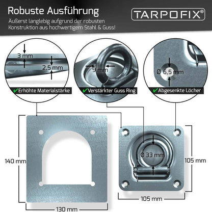 Zurrmulden + Gegenplatten (6 Stk.)