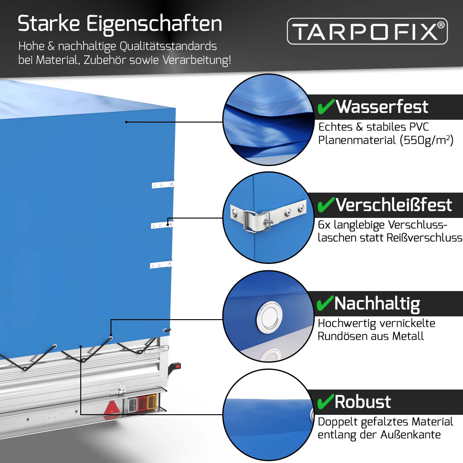 Tarpofix® Anhänger Hochplane 250x130x155 cm inkl. Planenseil – Tarpofix-Shop
