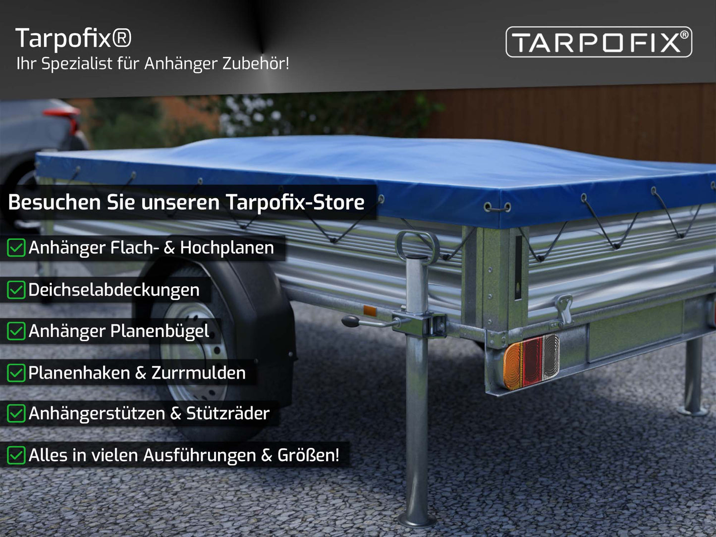 Anhängerstützen 300 kg mit Klemmhaltern aus verzinktem Stahl