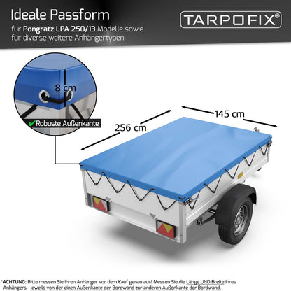 Anhänger Flachplane 256 x 145 cm mit Expander und Würgeklemmen