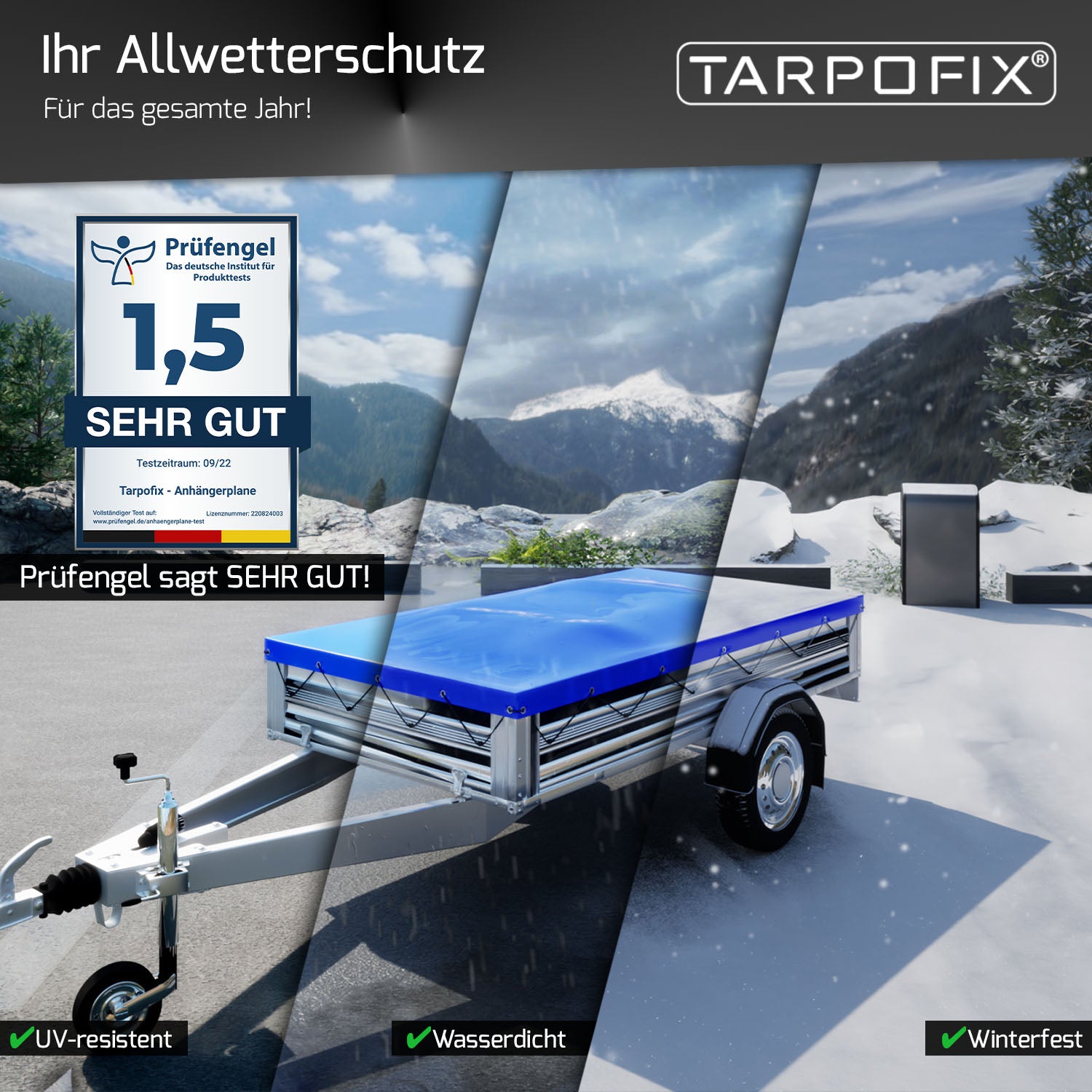 Tarpofix® Anhänger Hochplane 209x114x65 cm inkl. Planenseil